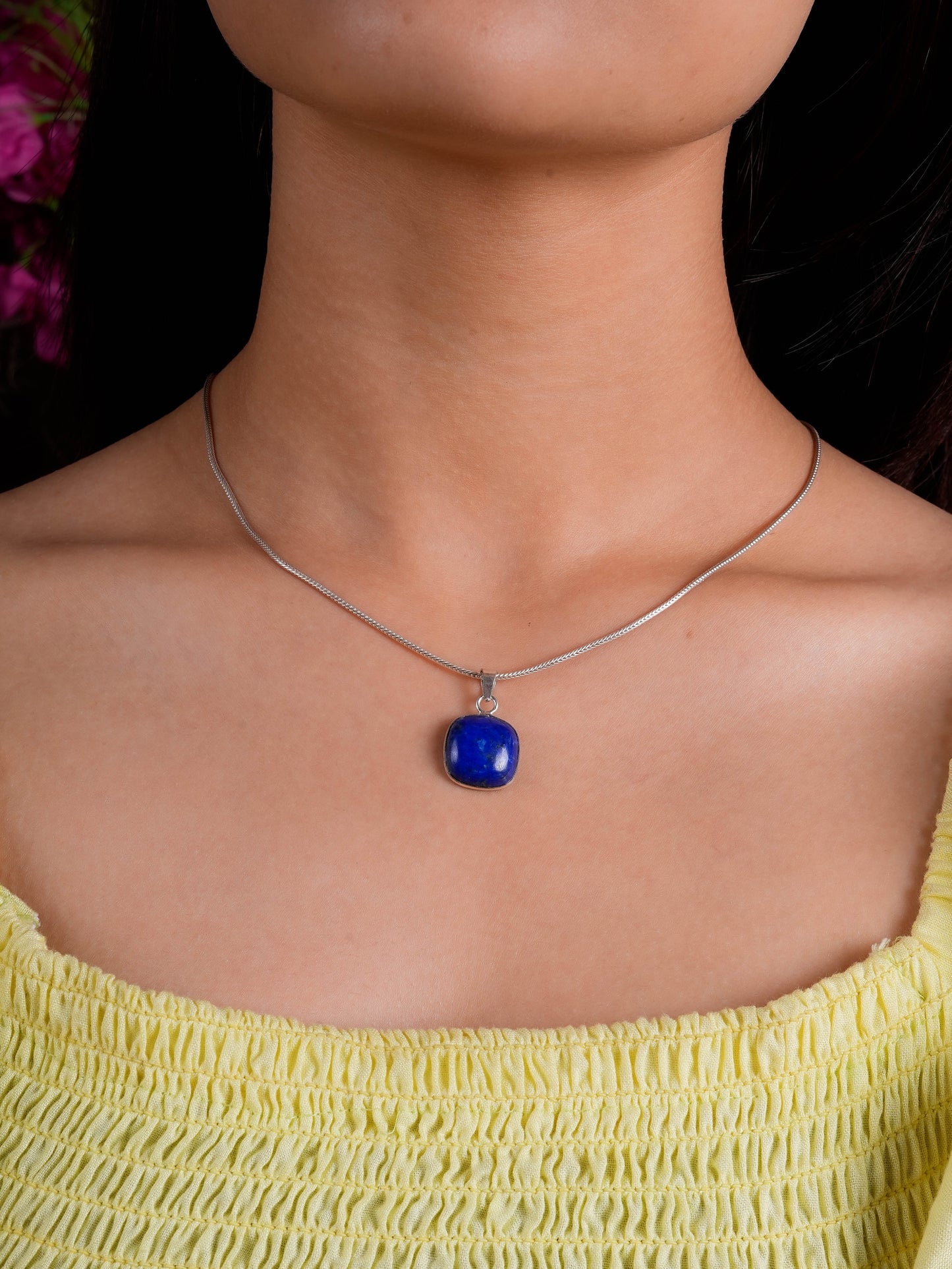 Semiprecious Square Stone Pendants