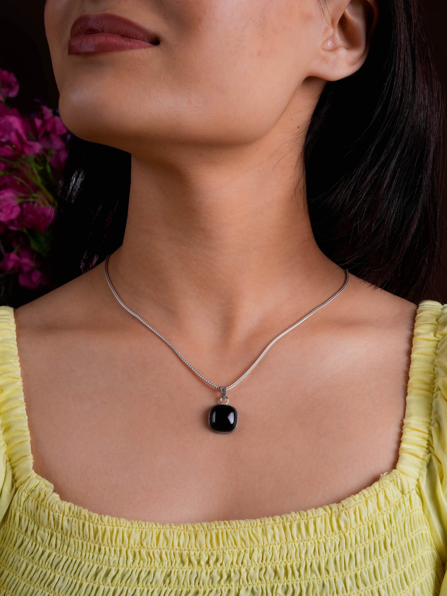 Minimal Black Onyx Set In Silver
