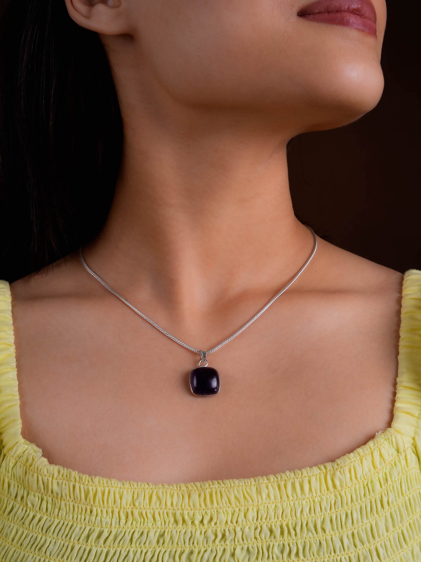 Semiprecious Square Stone Pendants