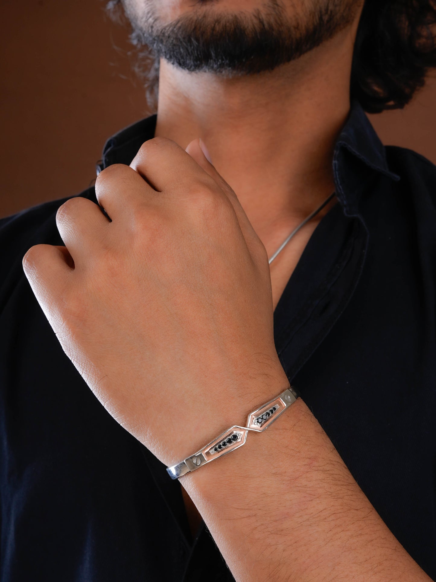 Dual Tone Silver Open Kada