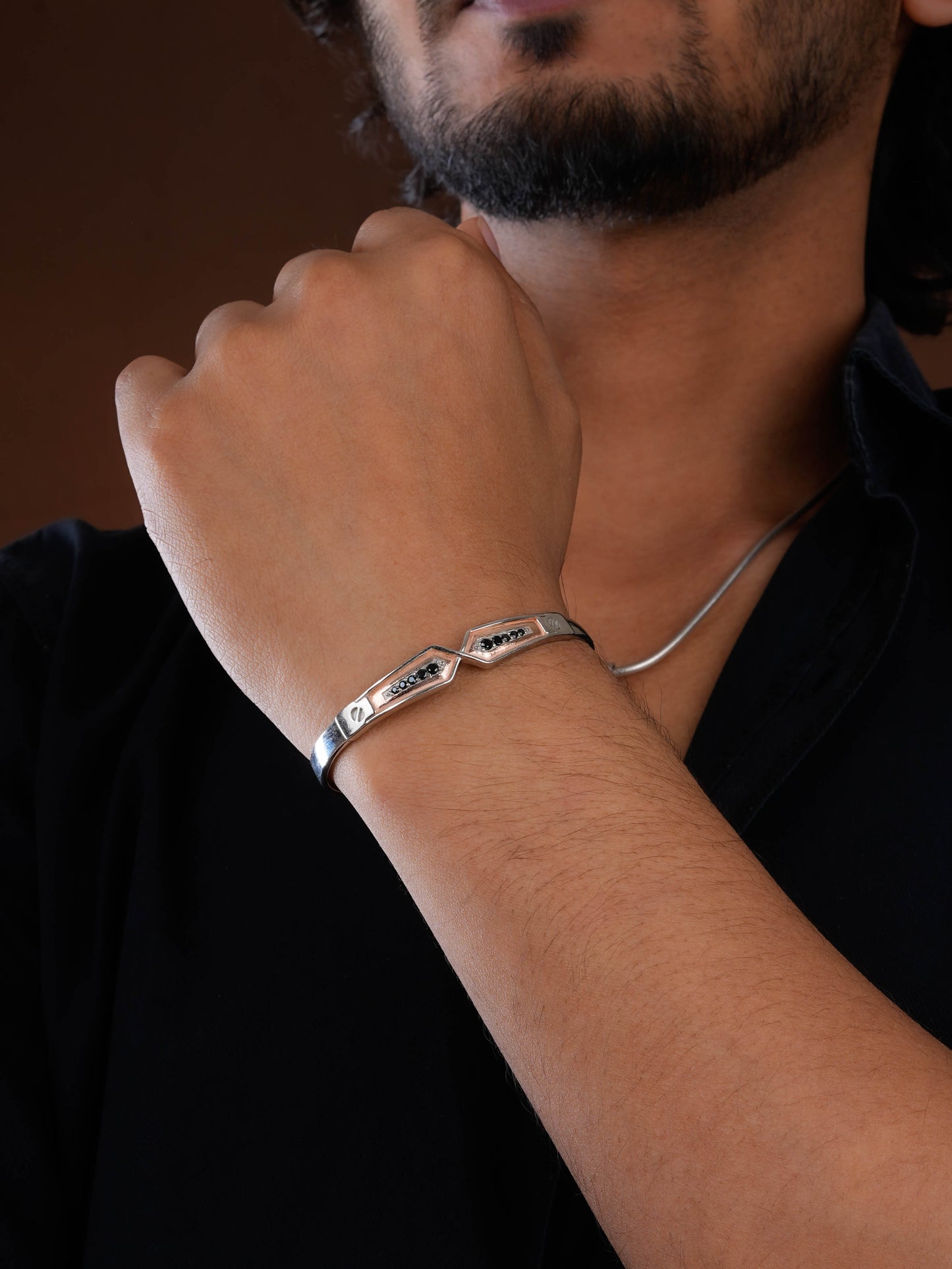Dual Tone Silver Open Kada