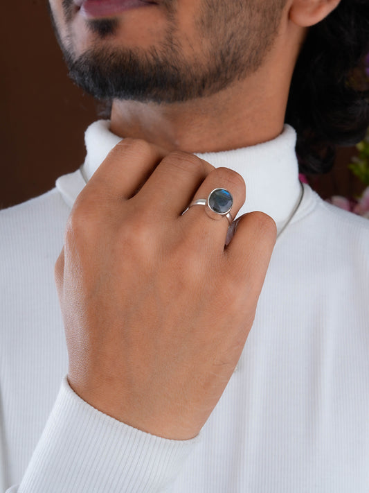Labradorite Silver Adjustable Ring