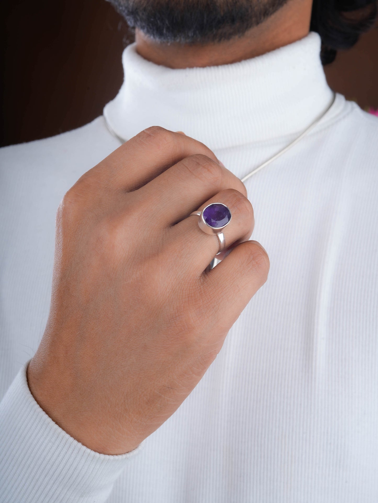 Amethyst Adjustable Silver Ring