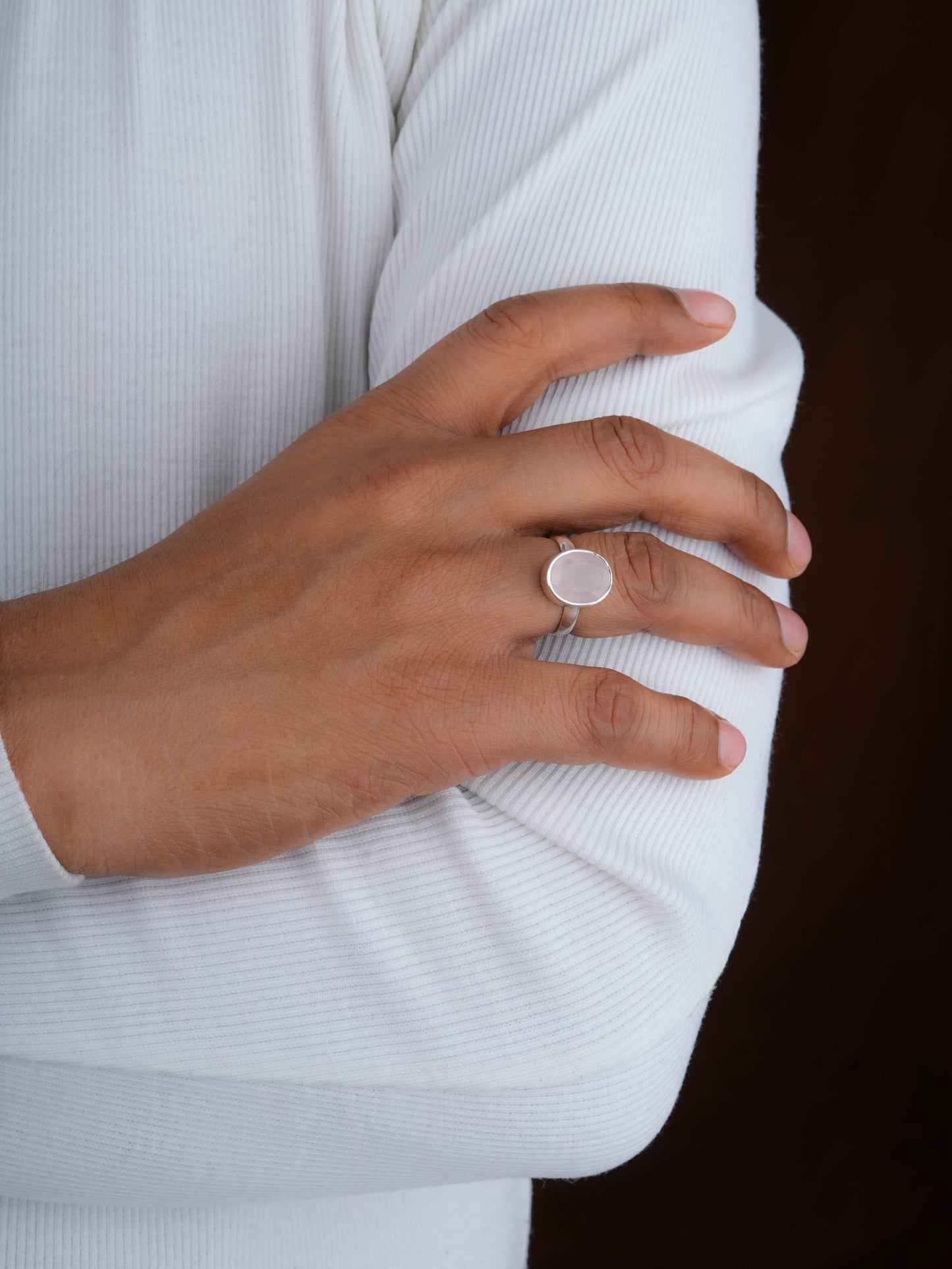 Rose Quartz Silver Ring