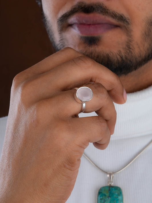 Rose Quartz Silver Ring