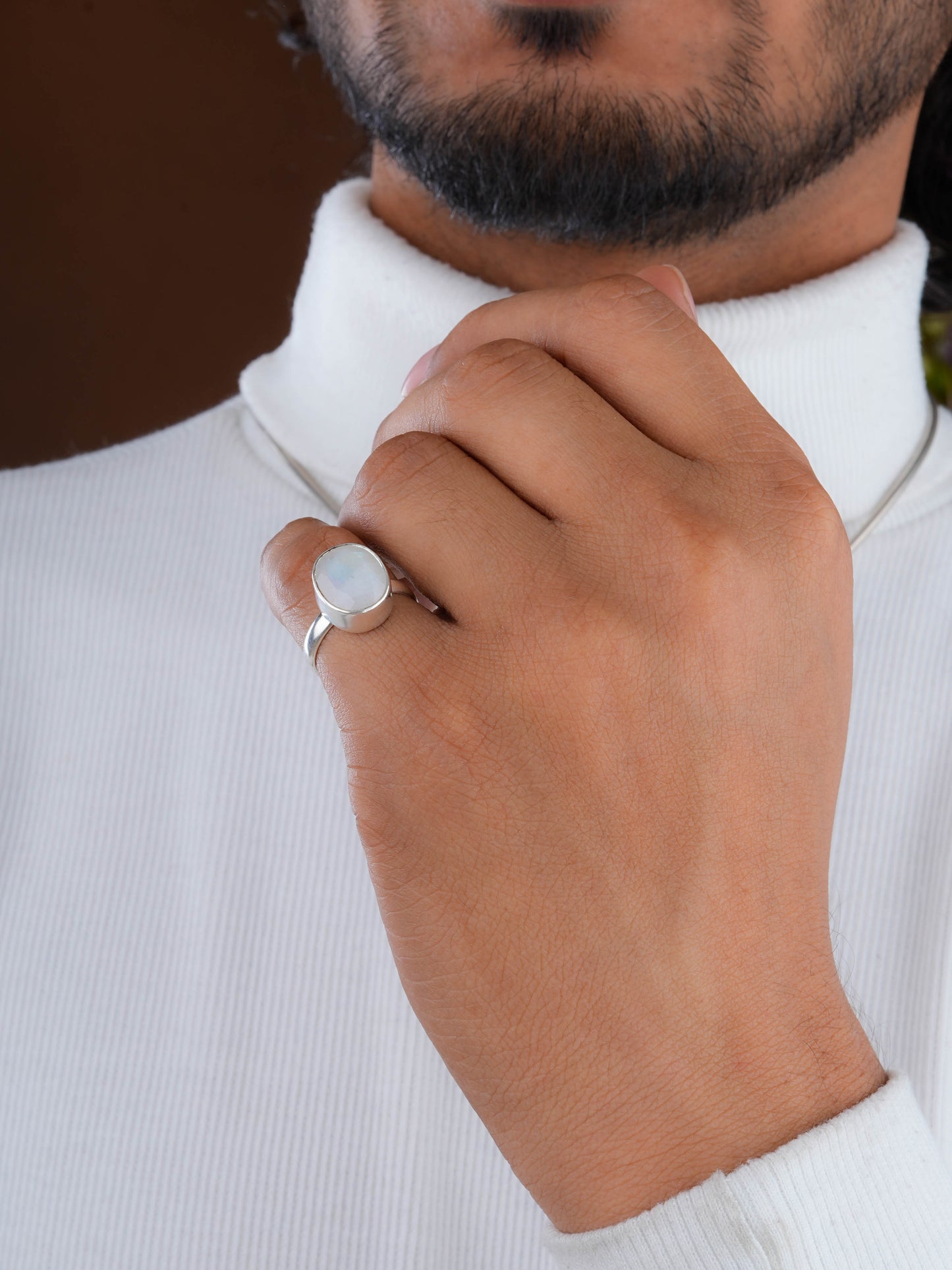 Moonstone Silver Adjustable Ring