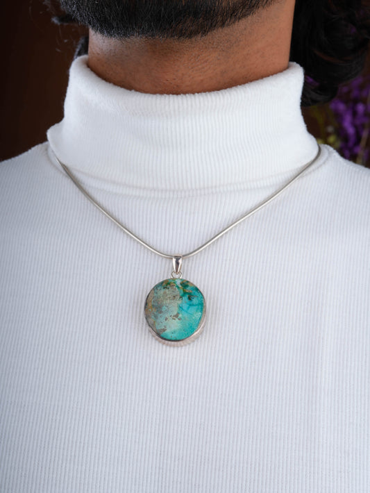 Bold Chrysocolla Oval Pendant