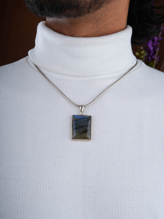 Cosmic Slate Labradorite Silver Pendant