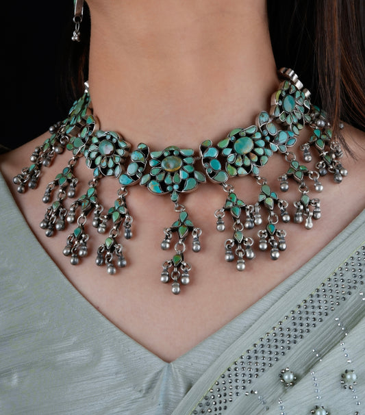 Handcrafted Vintage Style Turquoise Silver Set