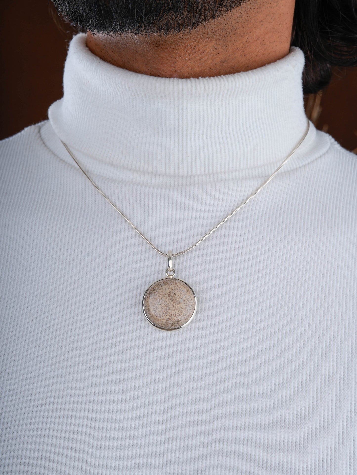 Ammonite Rond Silver Pendant