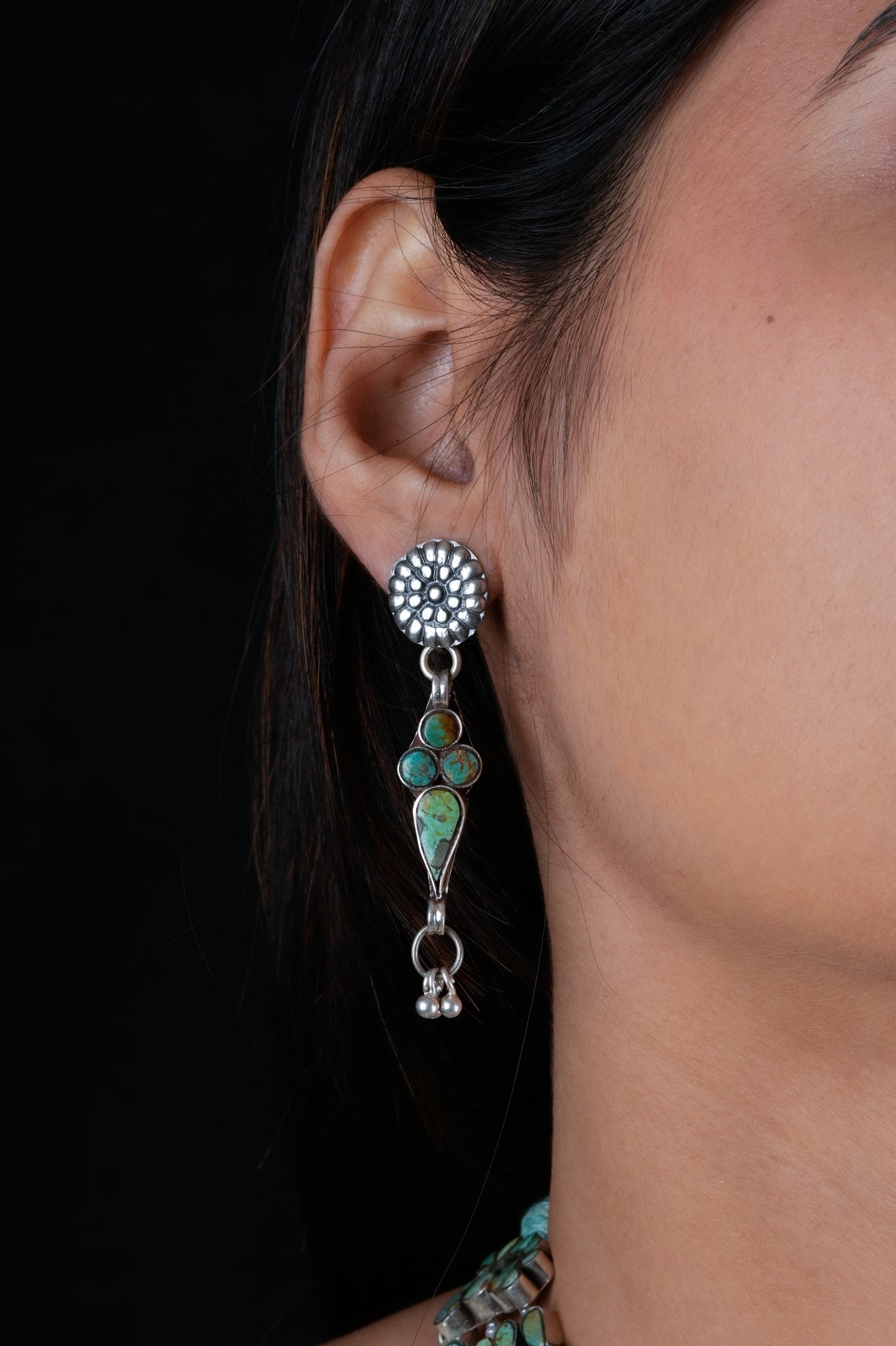 Handcrafted Vintage Style Turquoise Silver Set