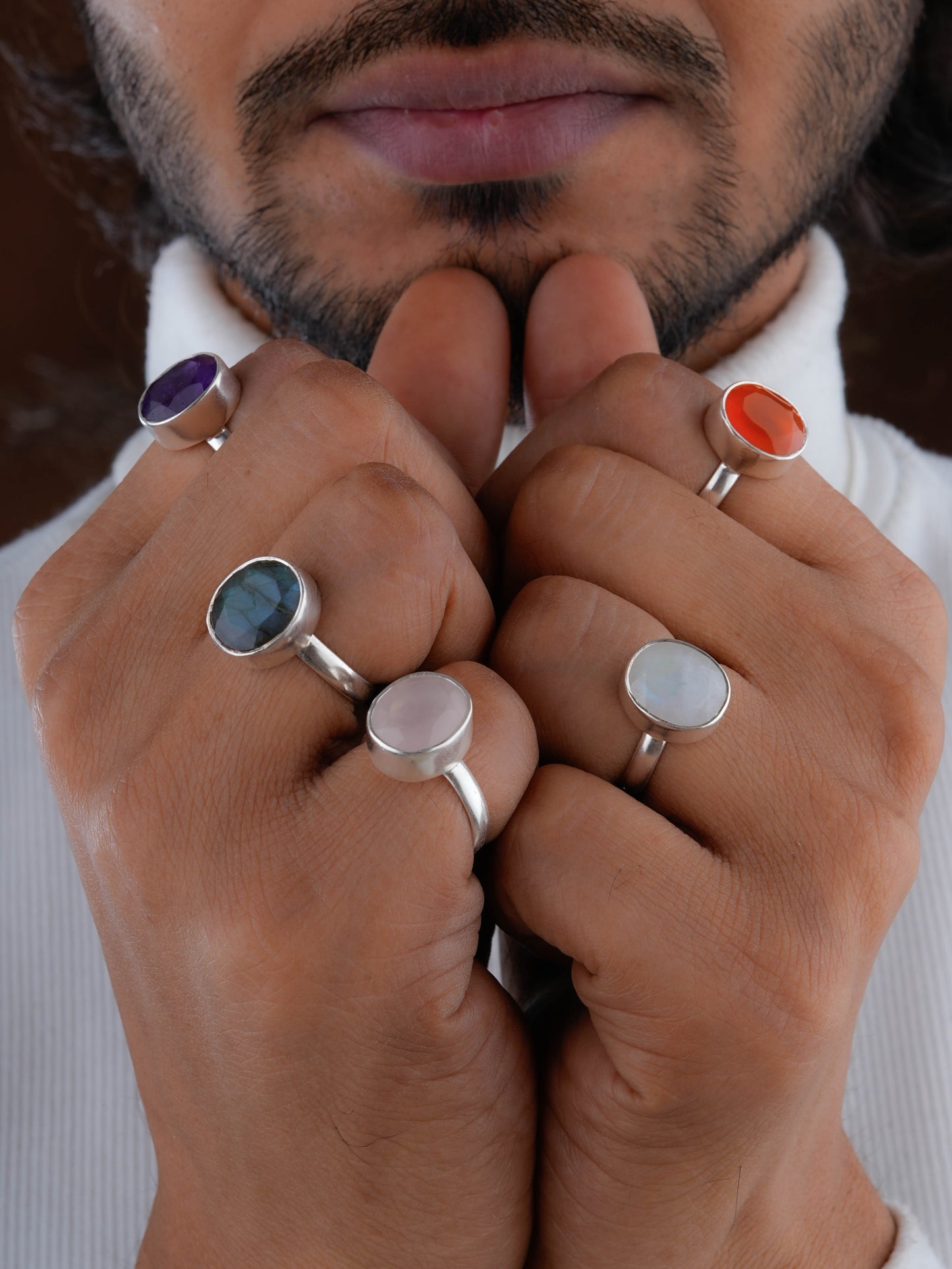 Carnelian Silver Adjustable Ring