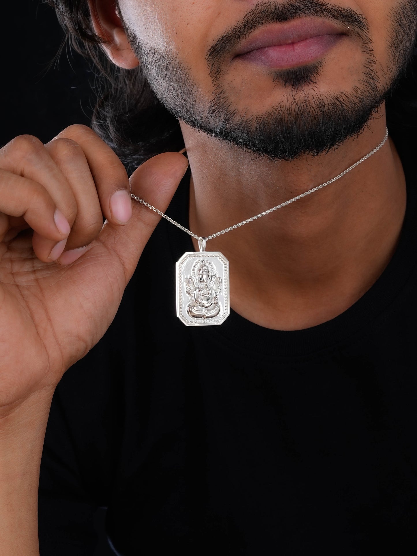 Vakratunda Ganesha Silver Pendant with Chain