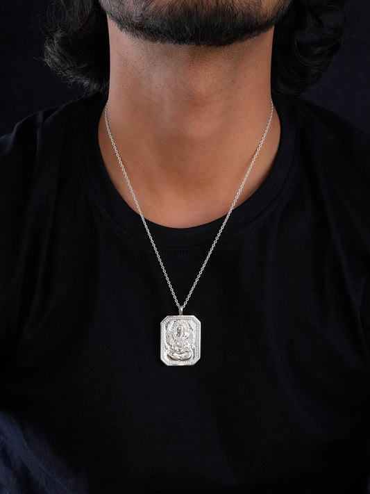 Vakratunda Ganesha Silver Pendant with Chain