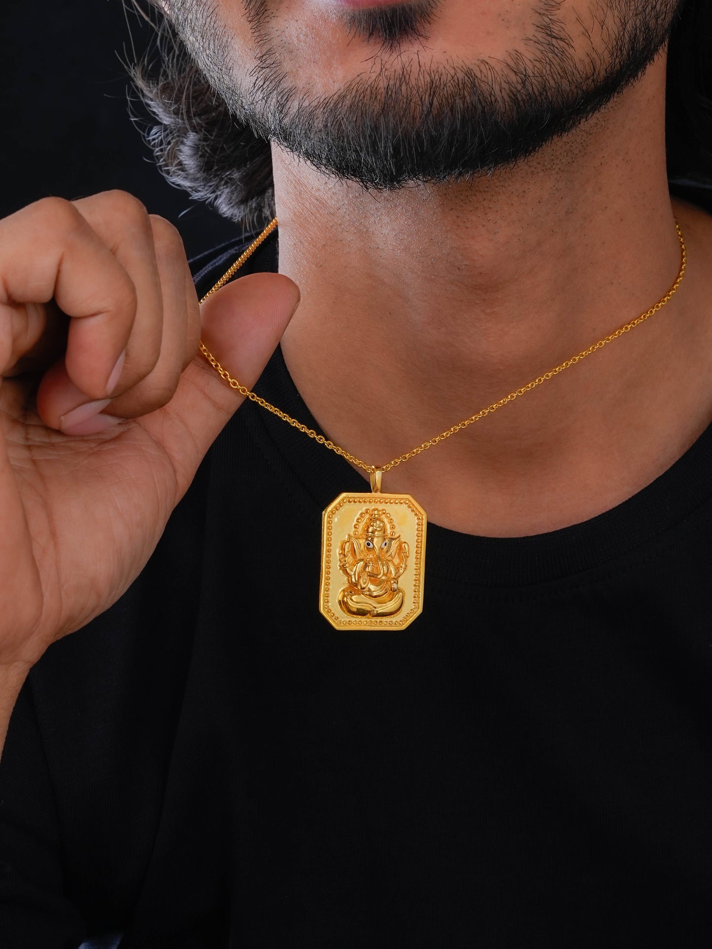 Vakratunda Ganesha Goldplated Silver Pendant with Chain