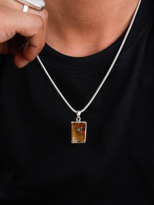Natural Citrine Rectangular Pendant