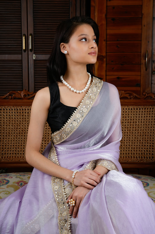 Totapari Lavender Sequinned Saree
