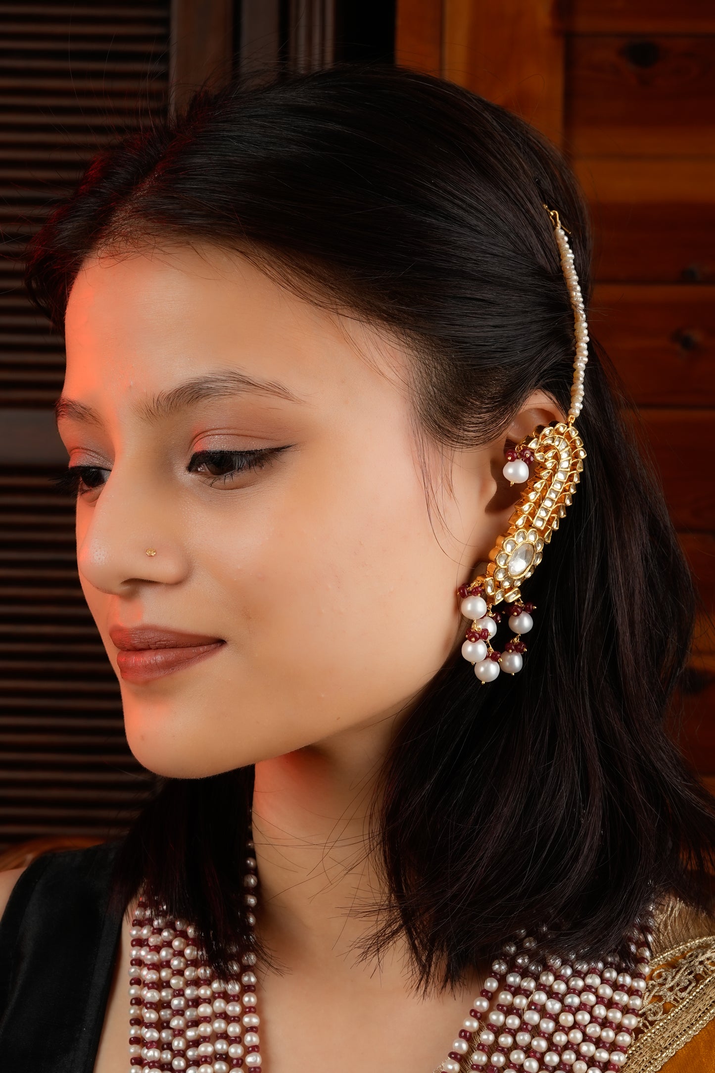 Royal Ruby Pearl Kundan Necklace Set