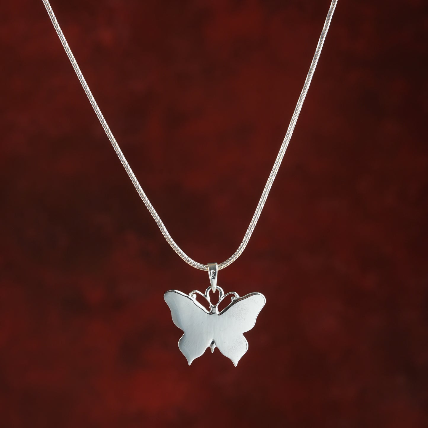Rainbow MOP And Silver Butterfly Pendant