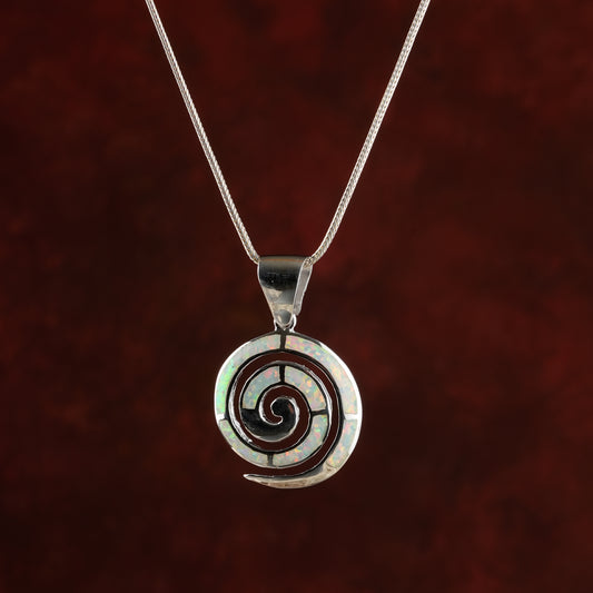 Rainbow Opal Silver Infinity Pendant