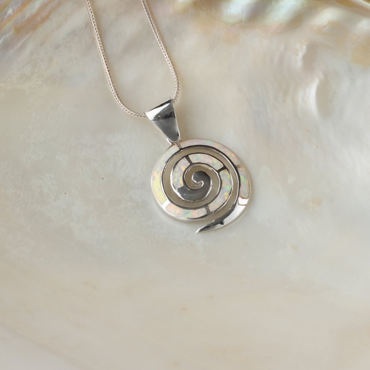 Rainbow Opal Silver Infinity Pendant