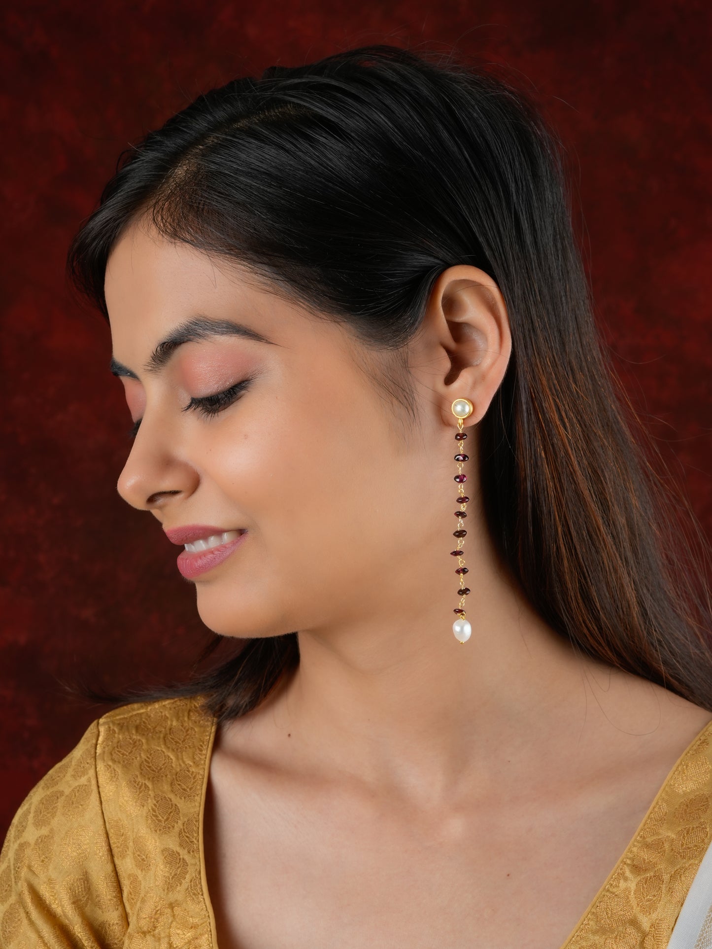 Pearl Garnet Delicate Drops