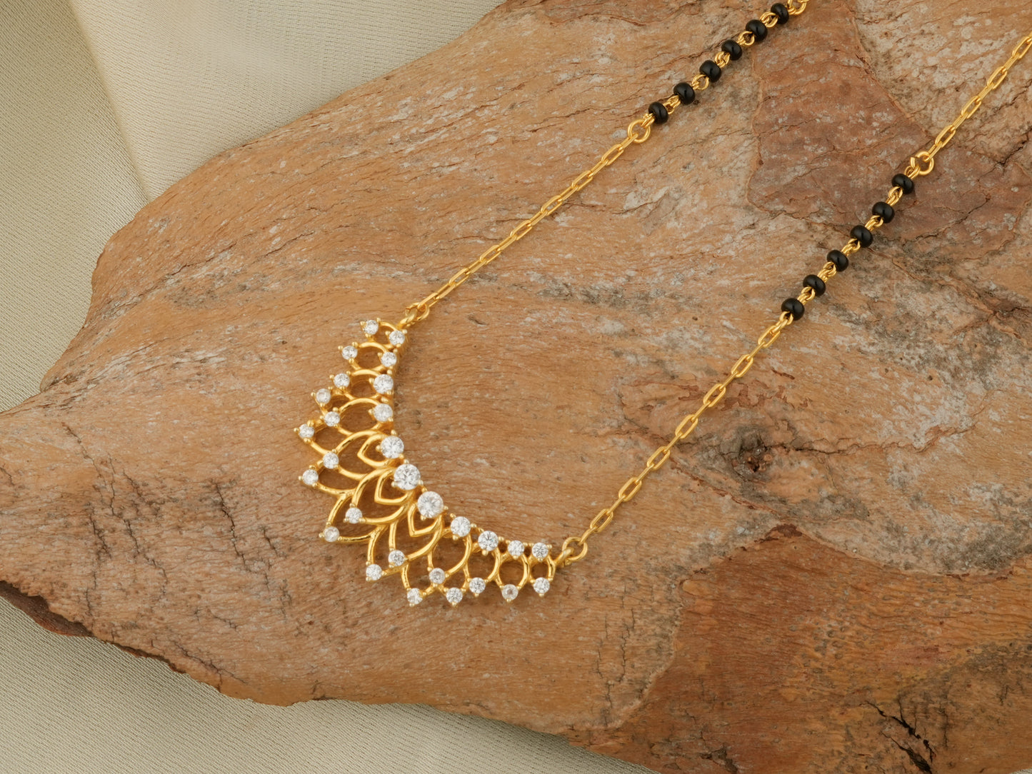 Half Moon Silver Gold Plated Mangalsutra