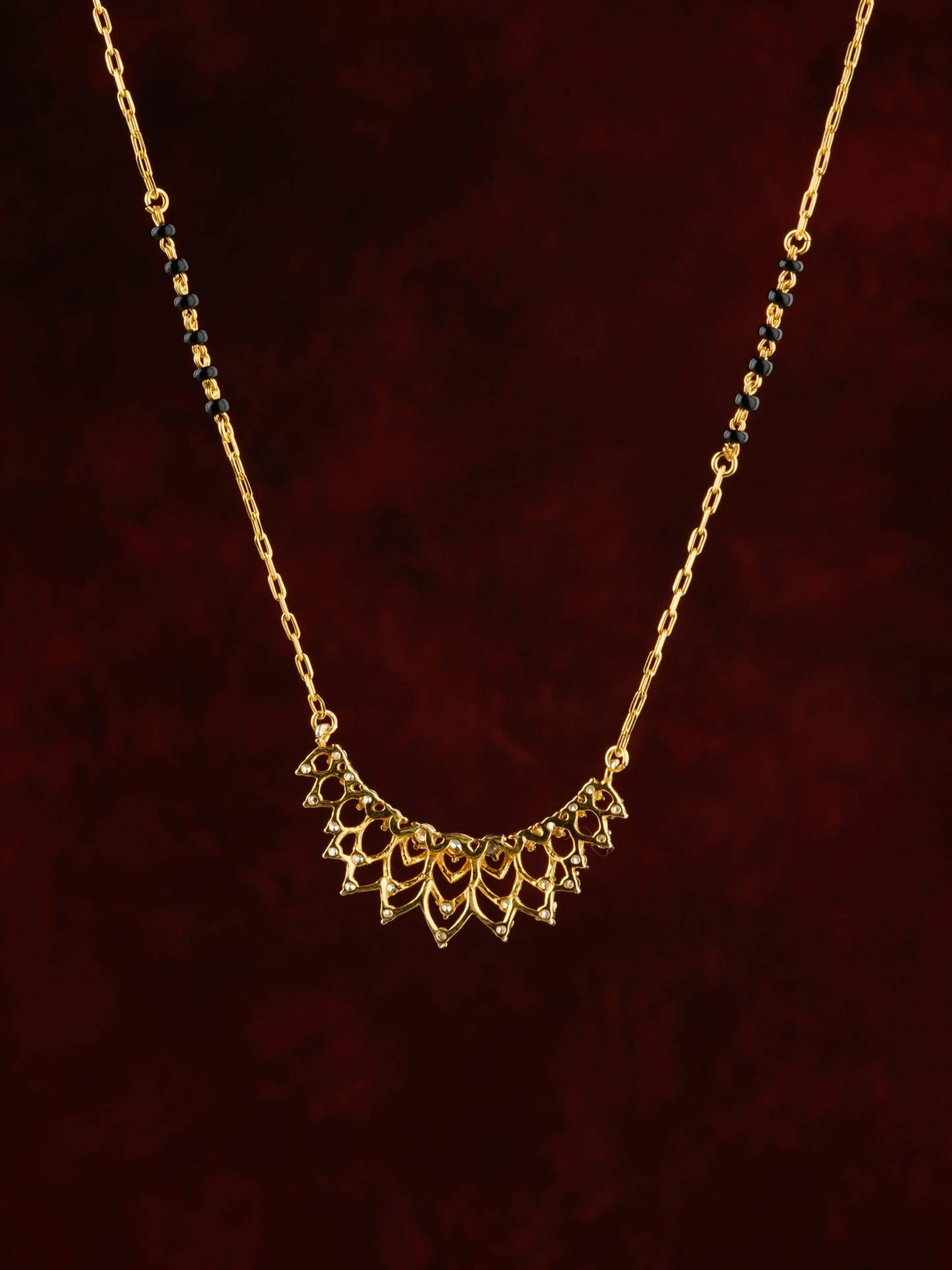 Half Moon Silver Gold Plated Mangalsutra