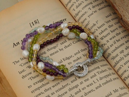 Multi Stone Pearls Bracelet