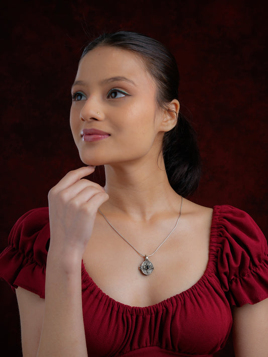 Black Onyx Silver Taweez Pendant