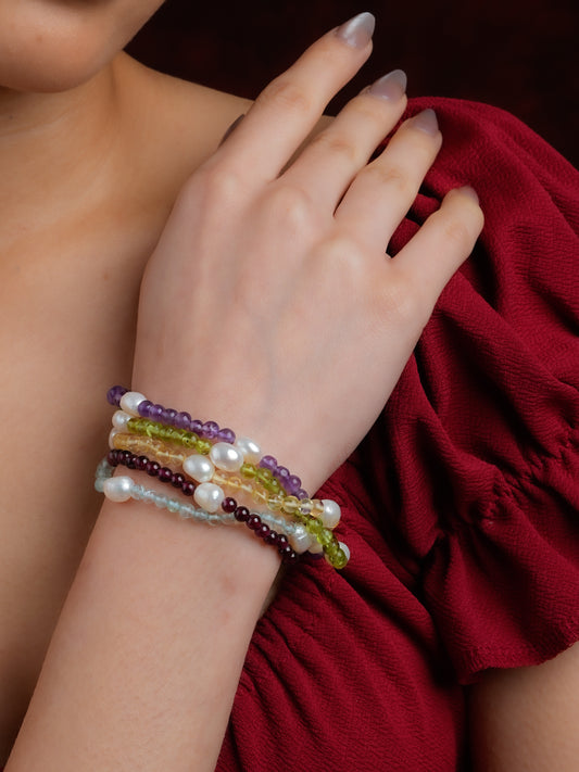 Multi Stone Pearls Bracelet