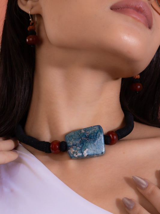 Blue Agates and Carnelian Choker