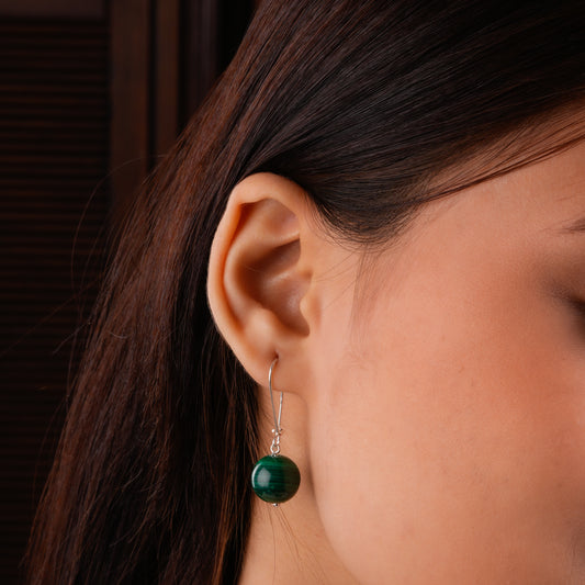 Natural Malachite Silver Drops