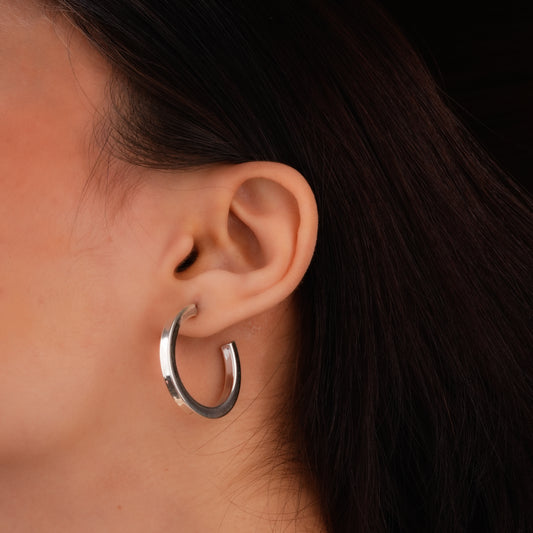 Open Round Silver Hoops