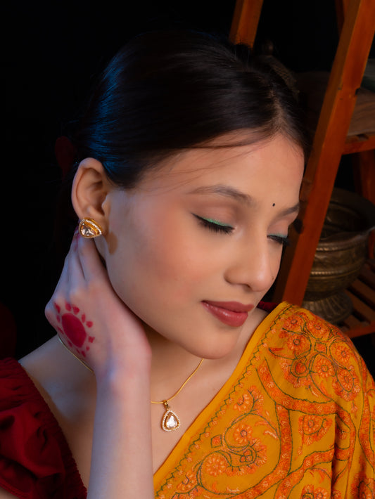 Kundan Gold Plated Silver Minimal Set