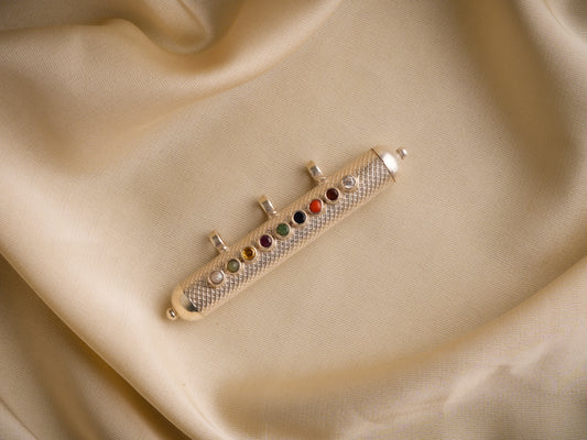 Navratna Silver Taweez Pendant