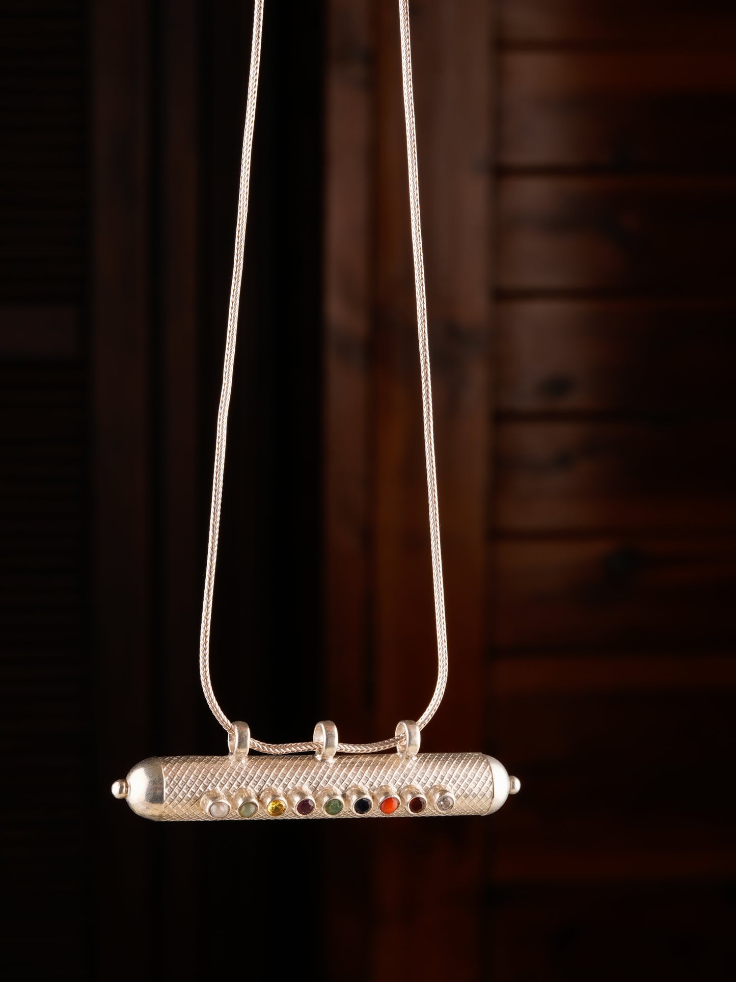 Navratna Silver Taweez Pendant