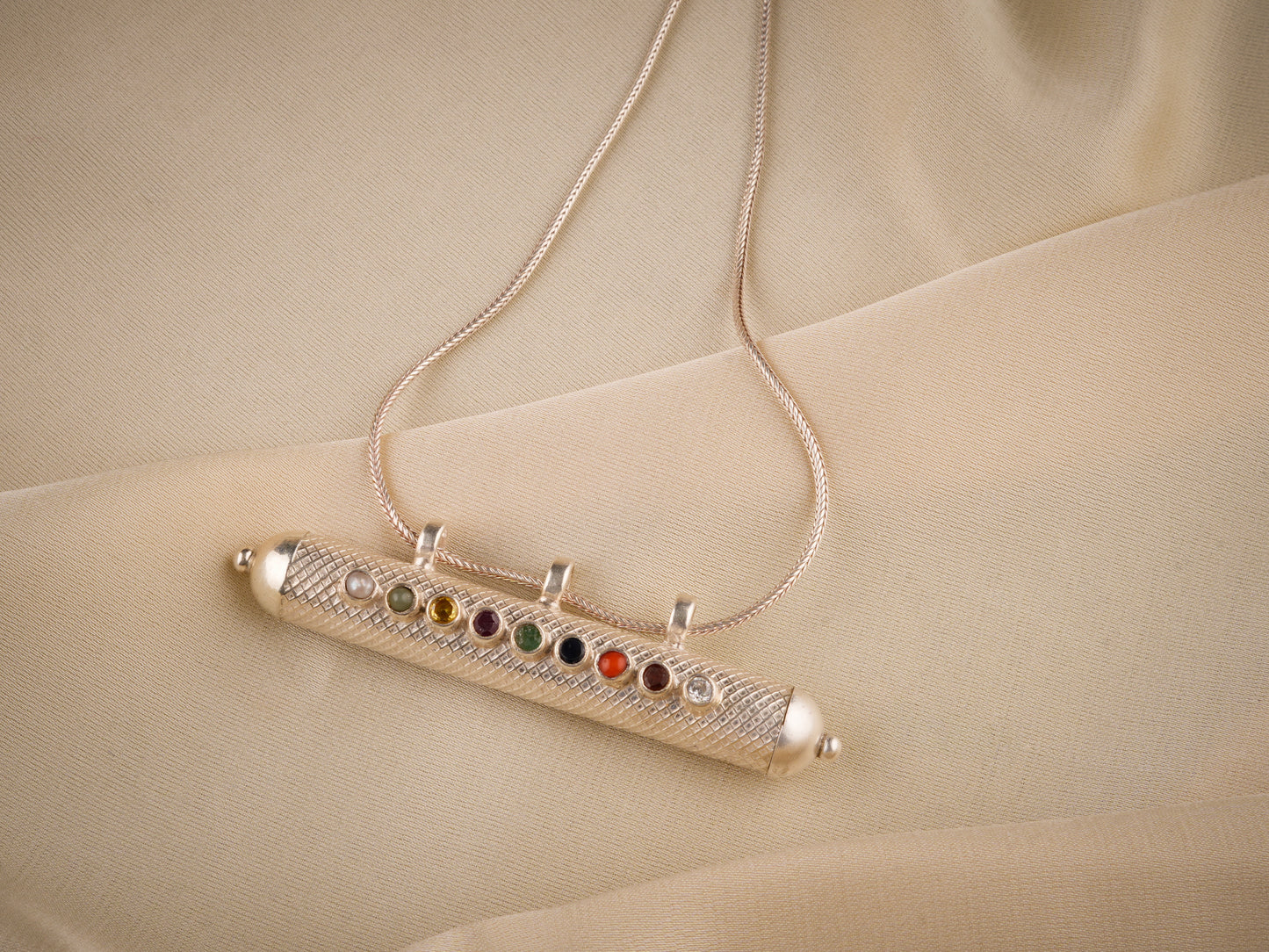 Navratna Silver Taweez Pendant