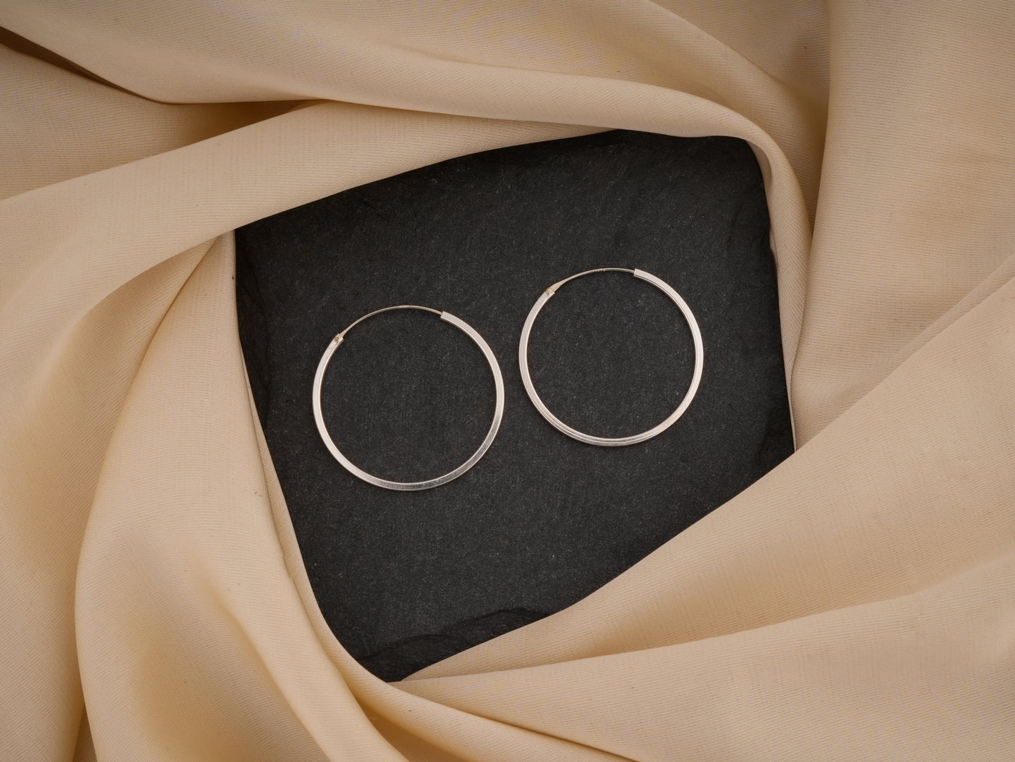 Sterling Silver Square Round Hoops