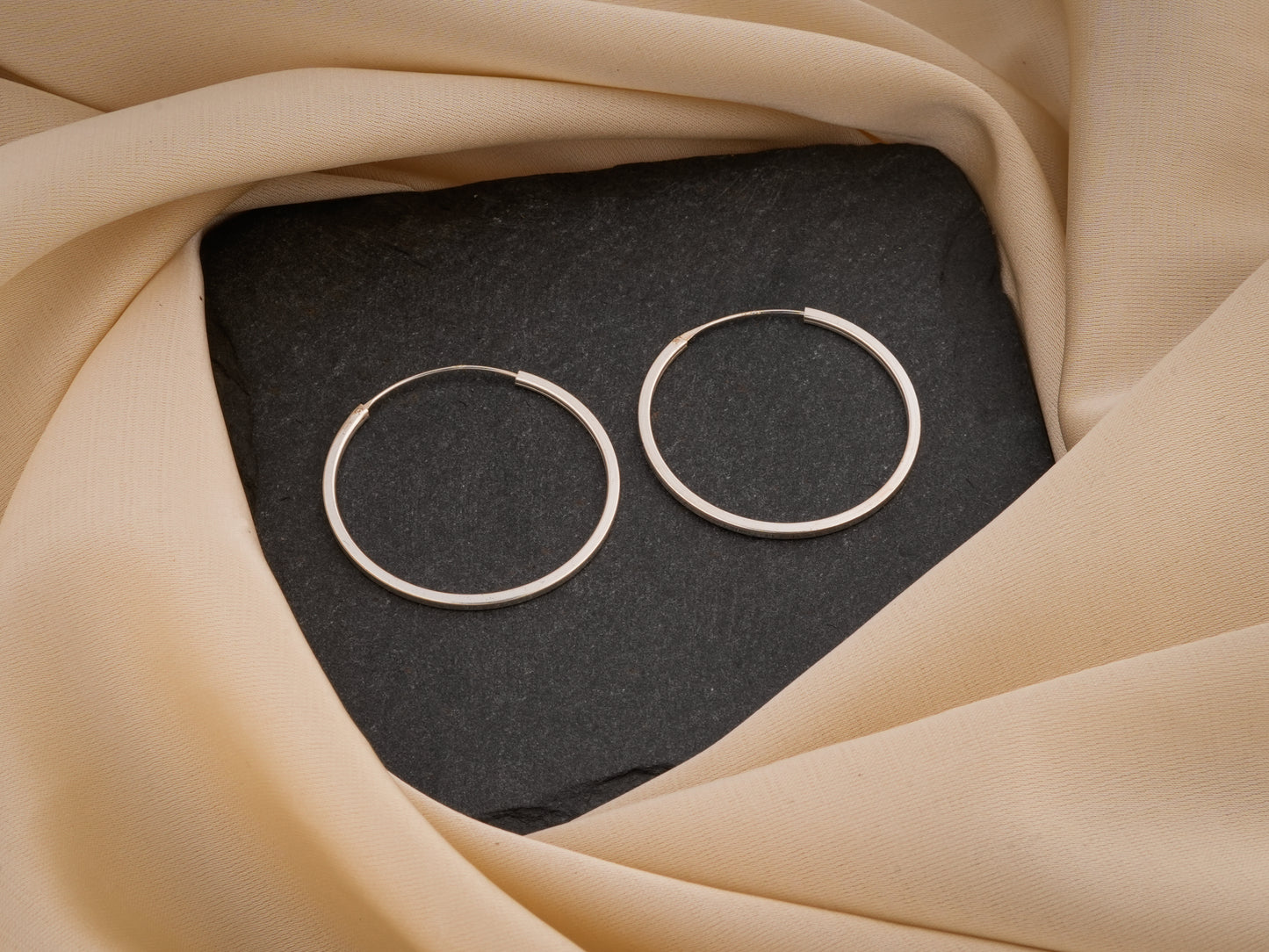 Sterling Silver Square Round Hoops