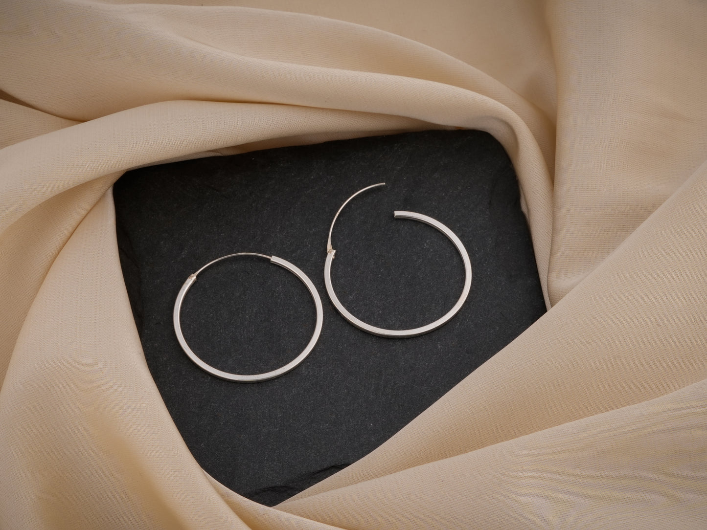 Sterling Silver Square Round Hoops