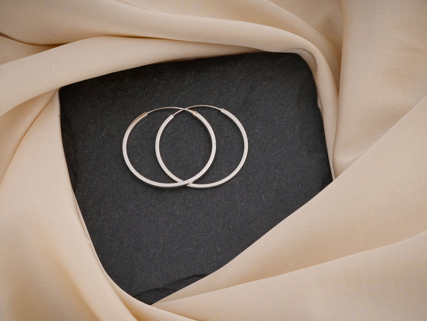 Sterling Silver Square Round Hoops