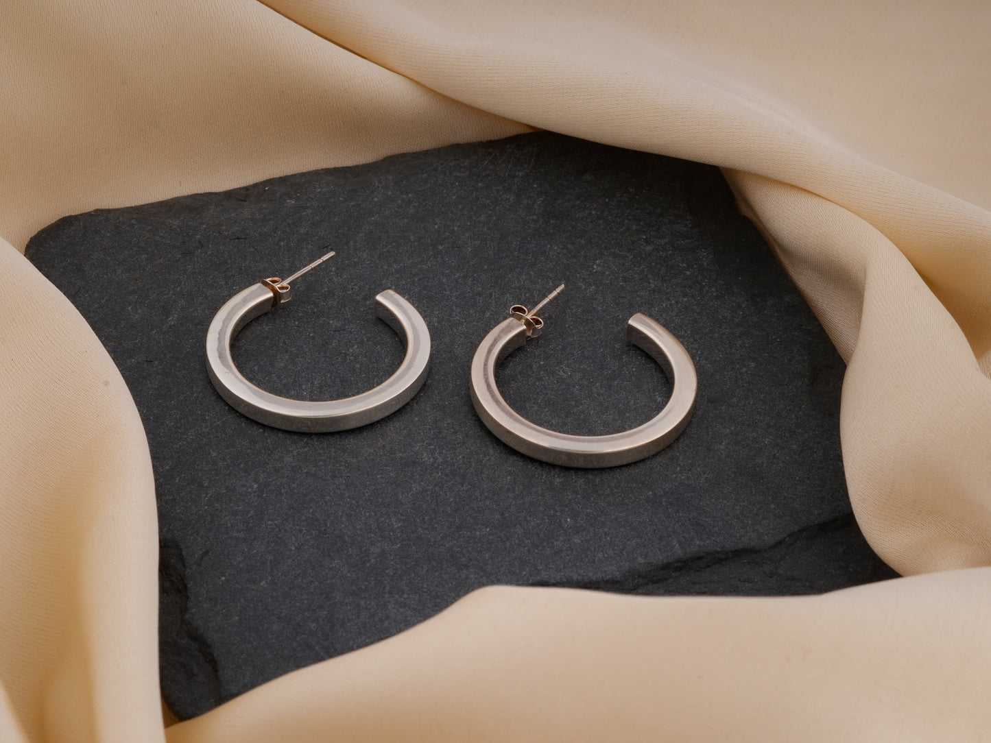 Open Round Silver Hoops