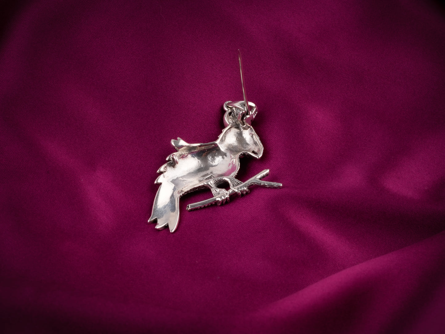 Rhinestone Embedded Owl Oxidised Pendant Cum Brooch