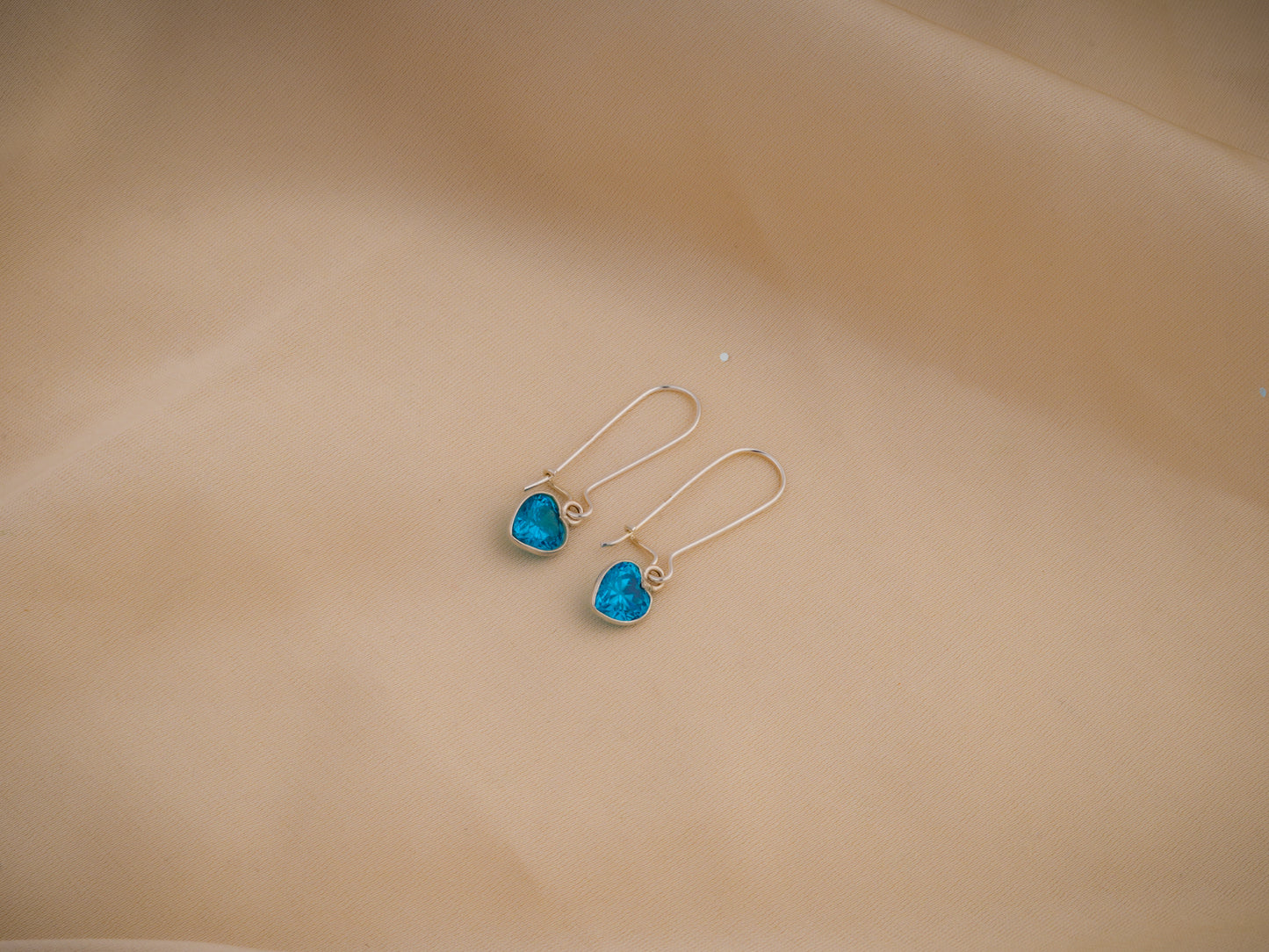 Ocean Blue Silver Heart Drops