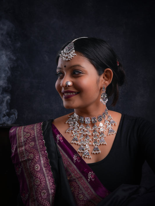 Gul Baano Purani Dilli Silver Necklace Set