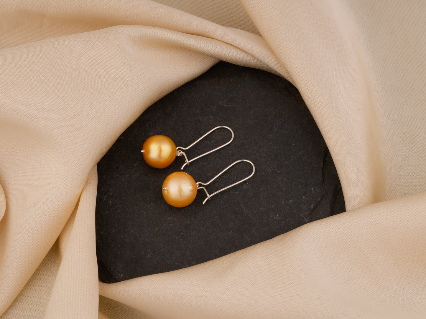 Golden Freshwater Pearl Danglers