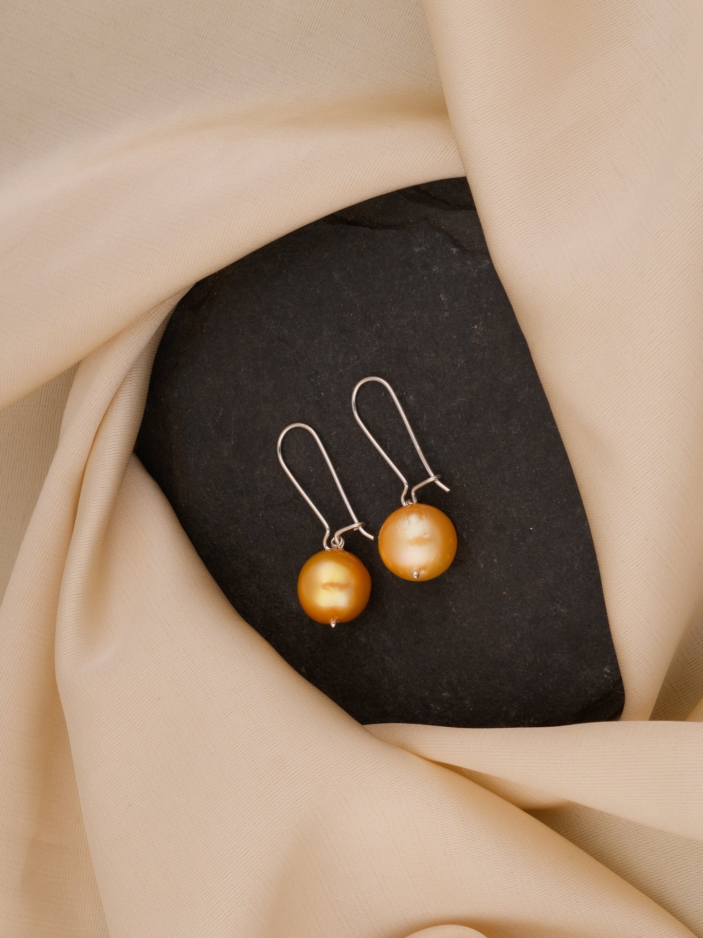 Golden Freshwater Pearl Danglers
