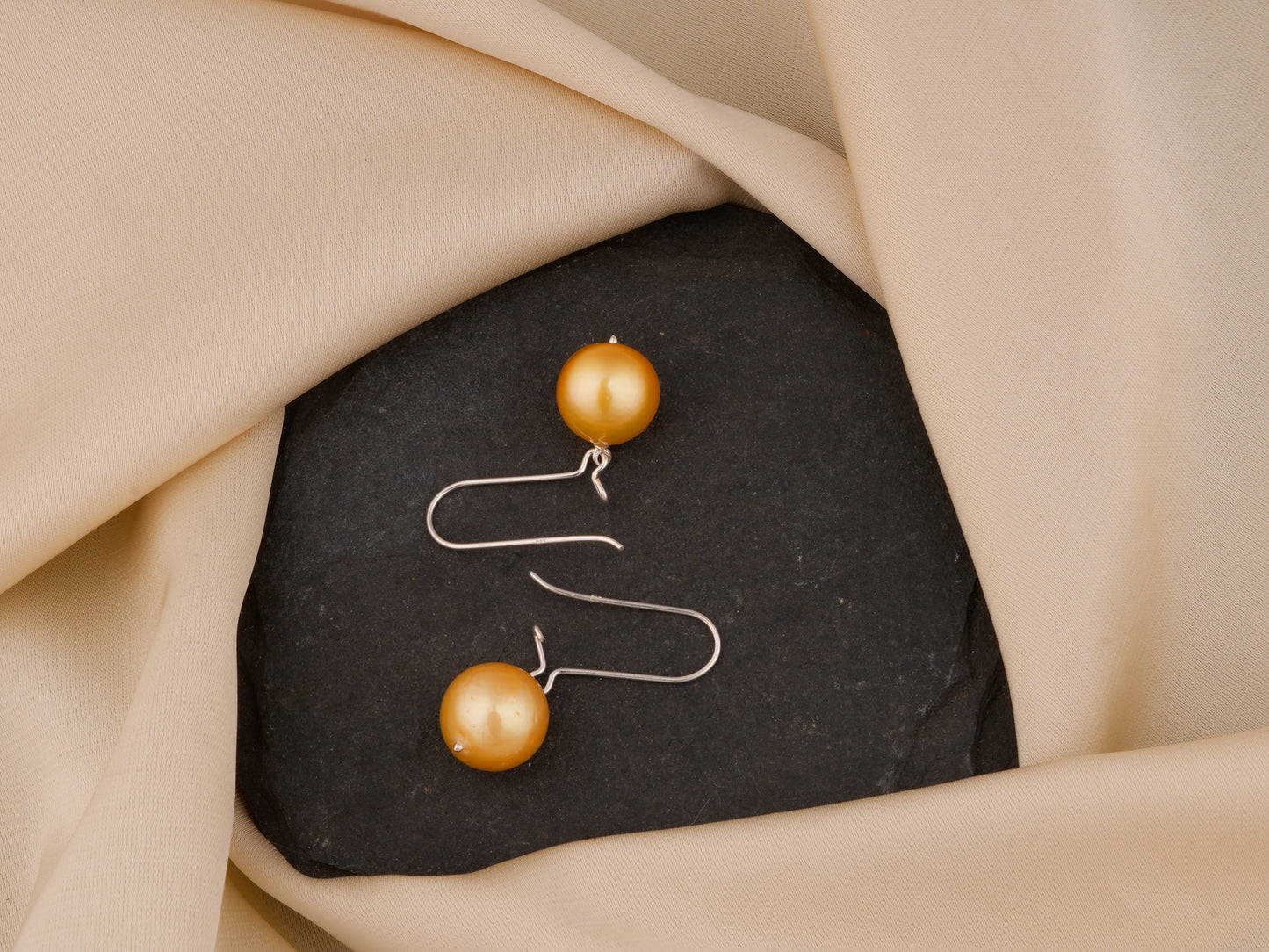 Golden Freshwater Pearl Danglers