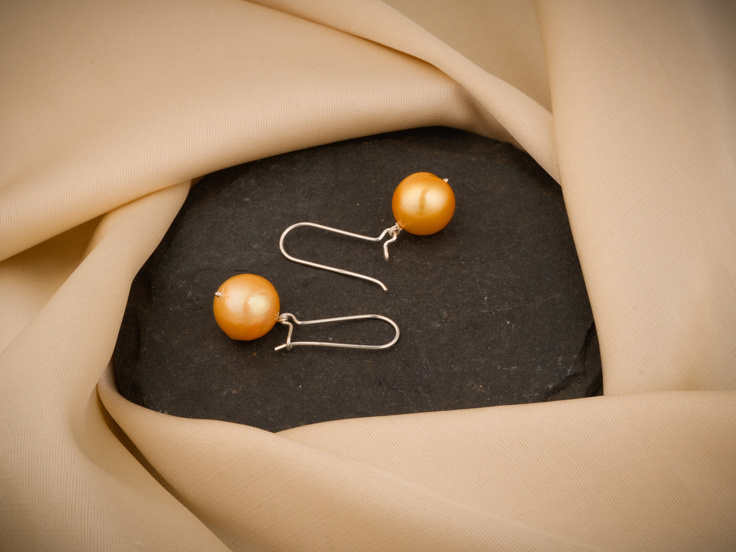 Golden Freshwater Pearl Danglers